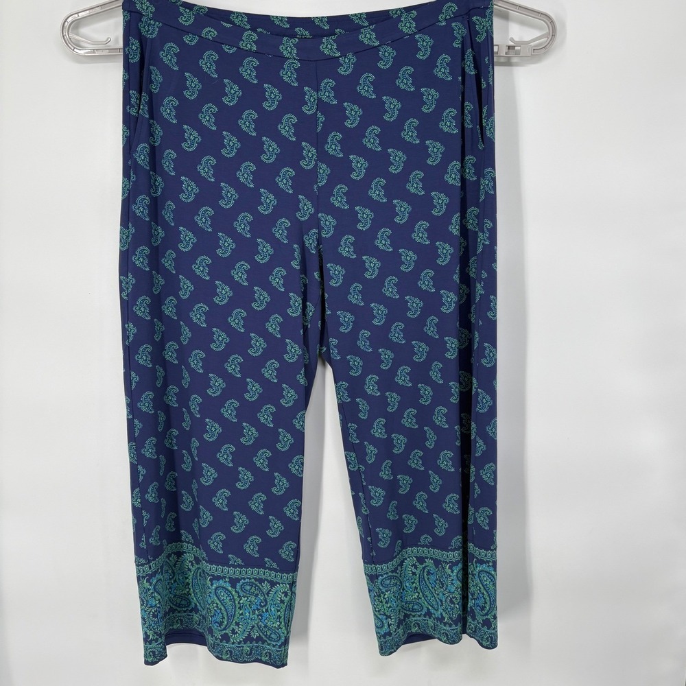 J. Jill Wearever Blue Green Paisley Crop Pants Plus Size 2X New With Tags